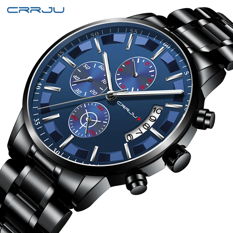 Relogio Masculino 2019 Mens Watches Top Brand Luxury Crrju New Fashion Business Chronograph Black Male Wristwatch Men Watch 2019 (11)