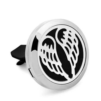 

5PCS Wing& Feathers Car Perfume Locket Pendant 30MM 316L Stainless Steel Magnetic Essential Oil Diffuser Perfume Locket