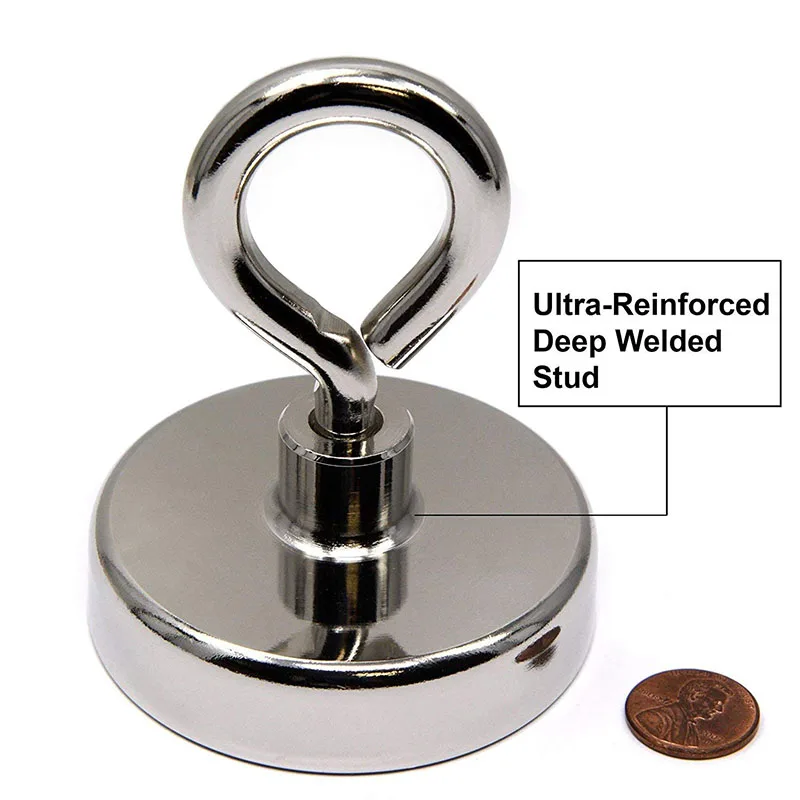 Round Neodymium Strong Powerful Magnet Hook Salvage Fishing Magnet Solid Traction Force Screw Hole Outdoor Camping Fishing Tool 