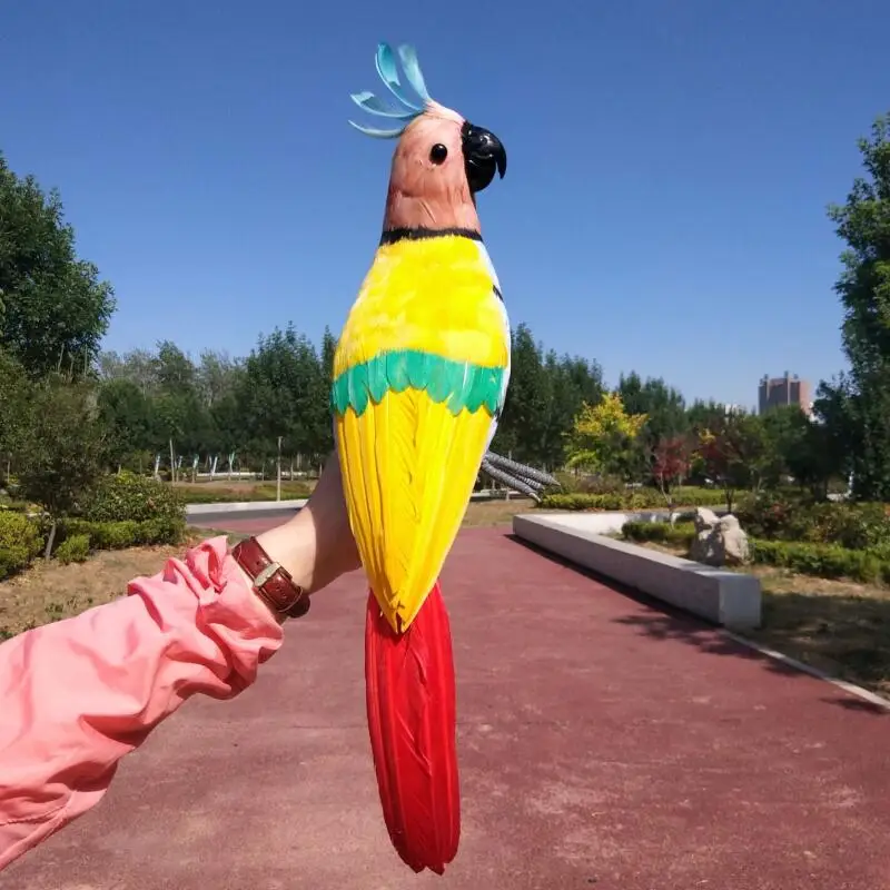 large 45cm real life Bird colouful yellow feathers parrot model home decoration filming prop decoration toy gift h1085