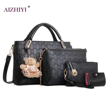 

Women Bag Fashion Casual Contain Four Packages Luxury Handbag New Designer Casual Shoulder Bags for Women 2019 Composite Bags