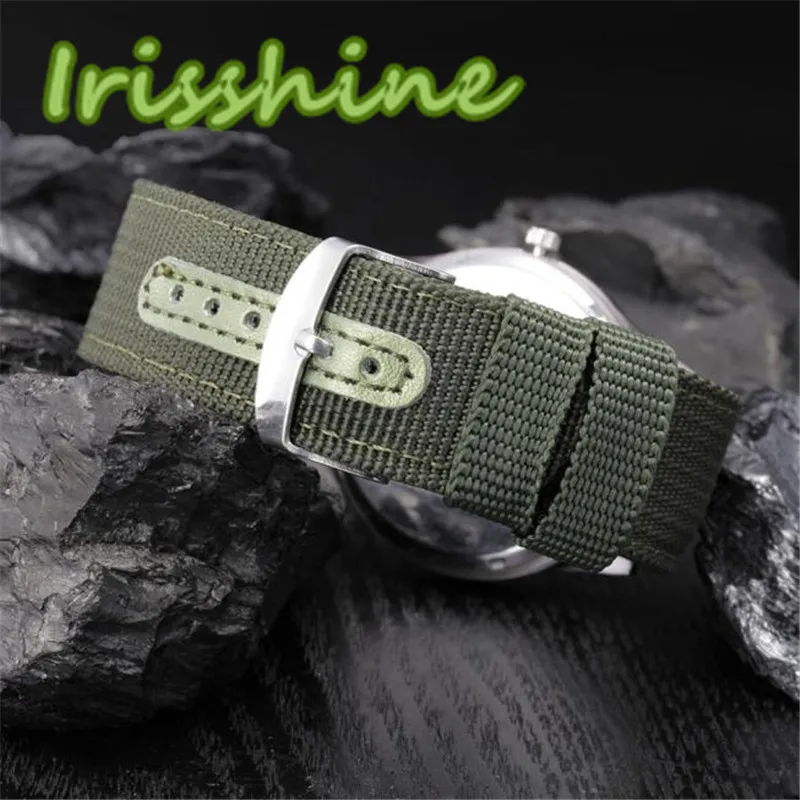 Irisshine#1147 мужские часы, военные армейские мужские часы с датой, Холщовый ремешок, Спортивные кварцевые наручные часы из нержавеющей стали