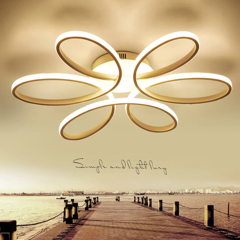 

White Aluminum Modern Led Chandelier For Living Room Bedroom Study Room AC85-265V Ceiling Chandelier Fixtures