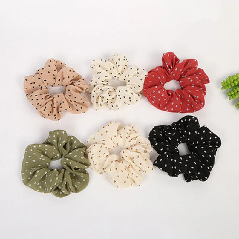 

2019 New Dot Elastic Scrunchies New Hot Ponytail Holder Hairband Hair Rope Tie Fashion Stipe for Women Girls headbands for women