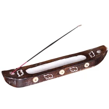 F тип лодки твердое дерево, благовония горелки украшения дома проволока благовония сиденье Резьба Слон Индии курильница база линии держатели для палочек