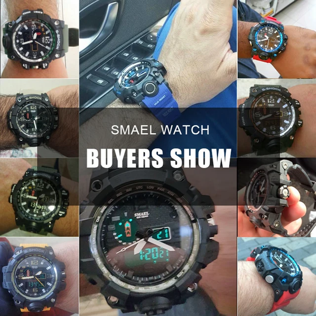 SMAEL-relojes deportivos para hombre, pulsera Digital LED, resistente al agua, militar, para exteriores, 2018, 1545 5