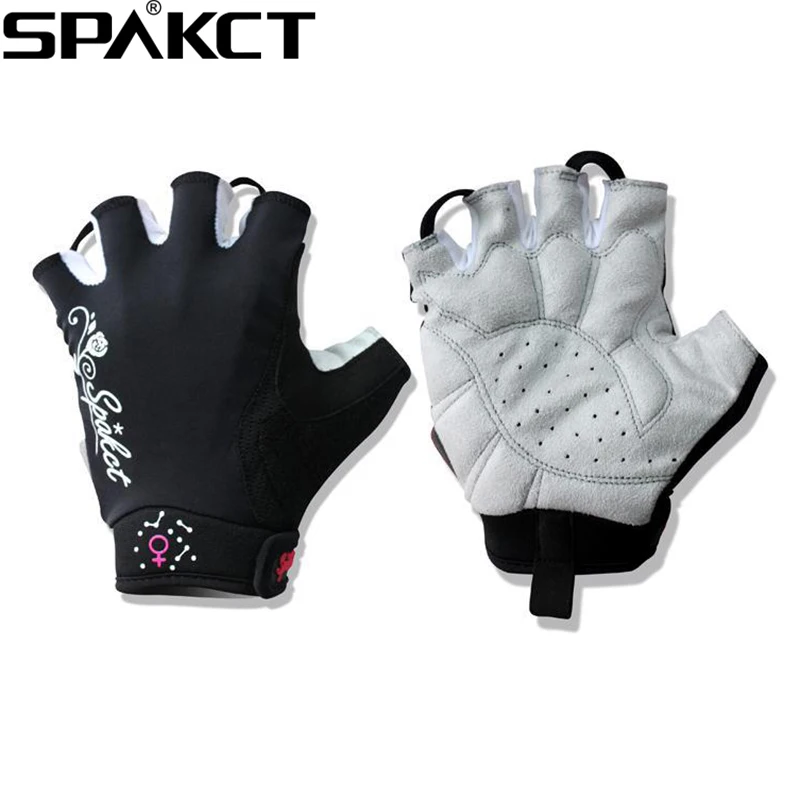 SPAKCT Women s Cycling Short Finger Half Finger font b Gloves b font Simple Love Embroidered