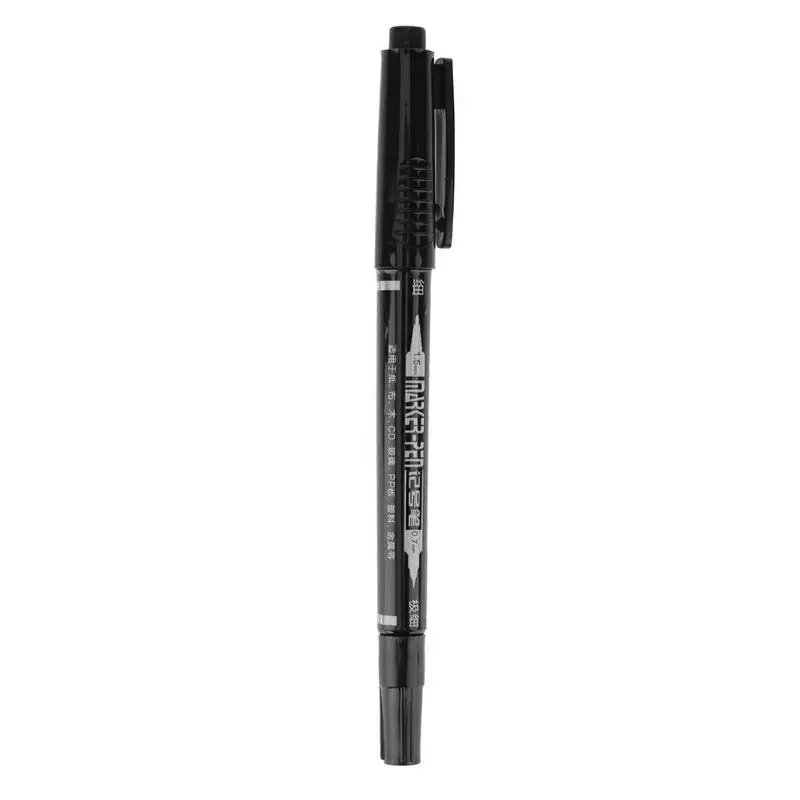 Ручки-маркеры с двойной головкой, водостойкие, перманентные, шариковые, 1,5 мм, студенческие принадлежности, ручка для рукоделия, художественная краска - Цвет: Черный