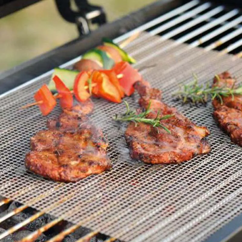 Bbq Grill Mesh Mats Nonstick Barbecue Pads Ecofriendly Heat