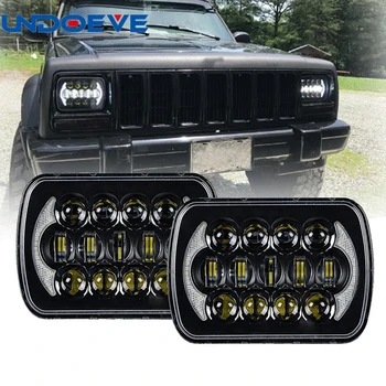 

Undoeve 5x7'' 6x7 inch Rectangular headlight headlamp high/ Low beam with Angel eyes DRL for Jeep Cherokee XJ Offroad Motorcycle