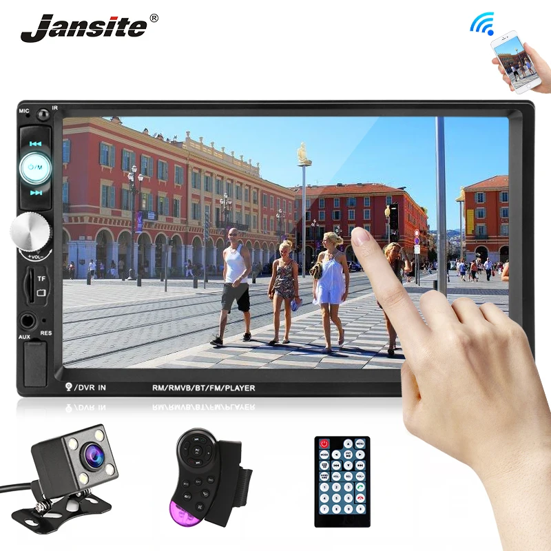 

Jansite 7" Touch Screen 2 din Radio Car MP5 Player with Backup camera Bluetooth Stereo radio Steering wheel control Mirror-link