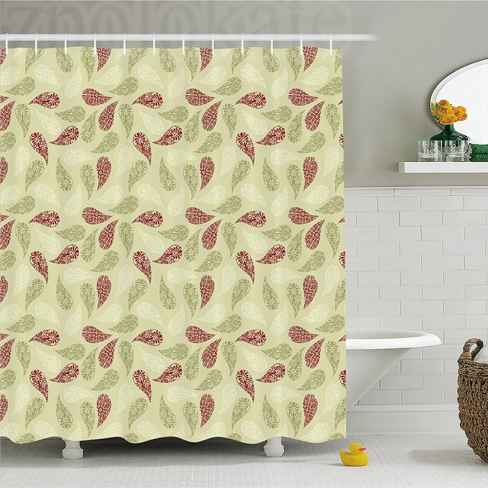 Paisley Decor Shower Curtain Modern Design with Floral like Pattern on