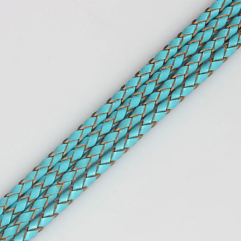 2 метра модный плетеный Плетеный плетёный Боло 3 мм круглый шнур из натуральной кожи для DIY браслета ожерелья ювелирных изделий Аксессуары веревка - Цвет: light blue