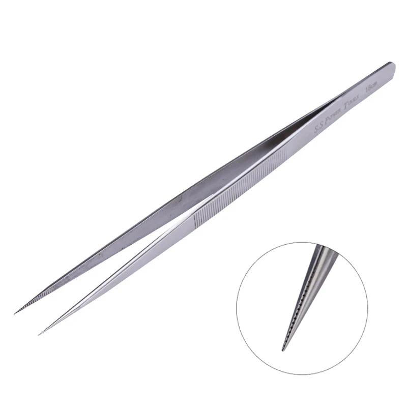Stainless Steel Precision Long Tweezers Pointed Fine Tip for Mobile