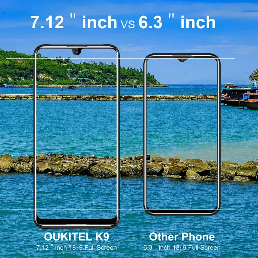 OUKITEL K9 водослива 7,1" FHD+ 1080*2244 16MP+ 2MP/8MP мобильный телефон 4GB 64GB Face ID смартфон 6000mAh 5 V/6A Быстрая зарядка OTG