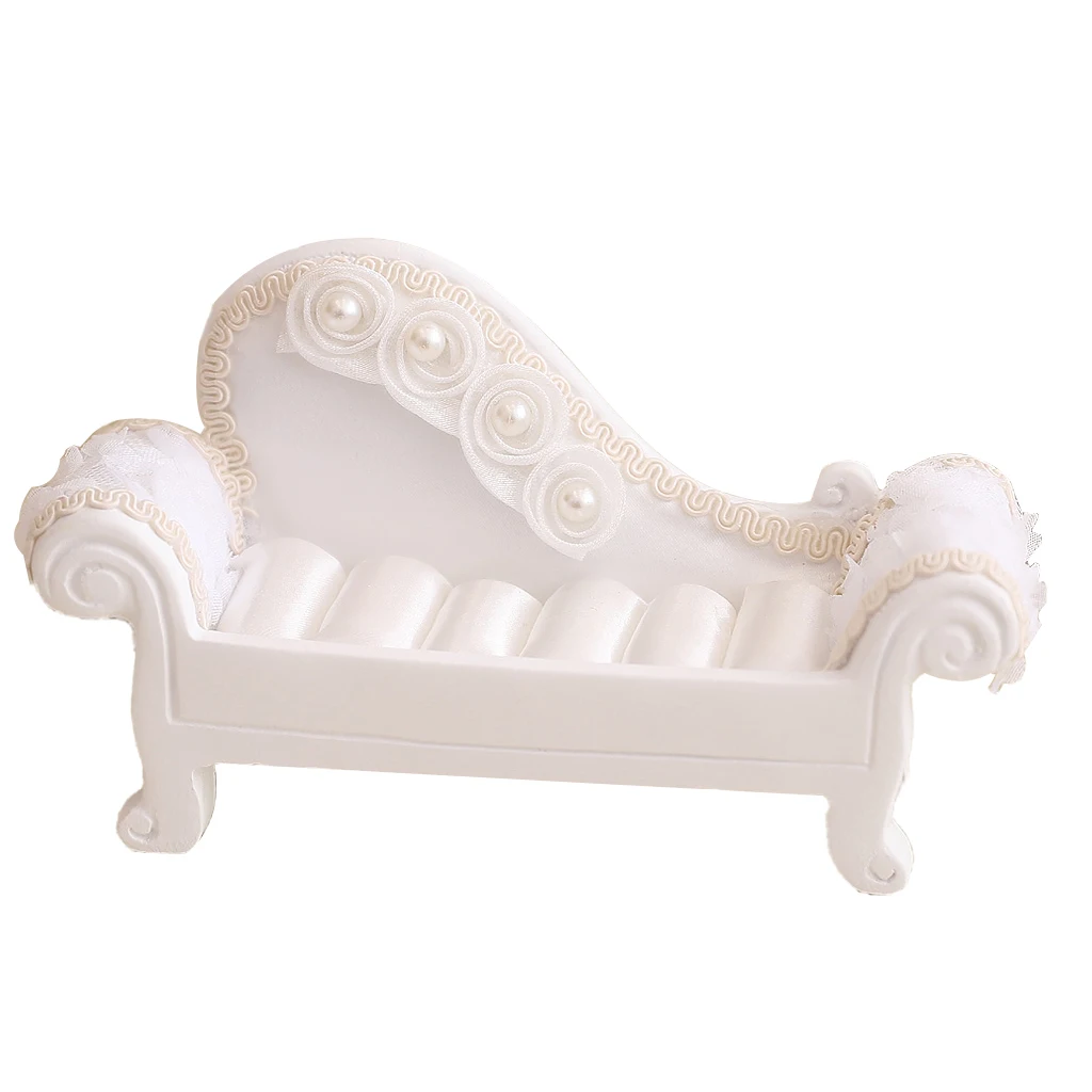 White Sofa Couch Chair Jewelry Case Ring Box Dollhouse Miniature Furniture
