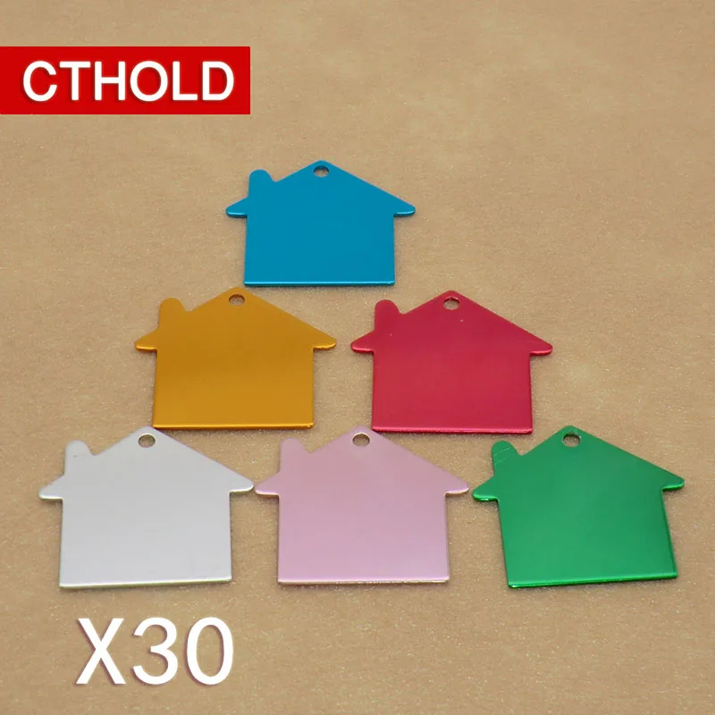

CTHOLD 30pcs house shape Personalized Anti Lost Pet Accessories Collar for Dog Tag ID Name Address Label Phone Hanging Identity
