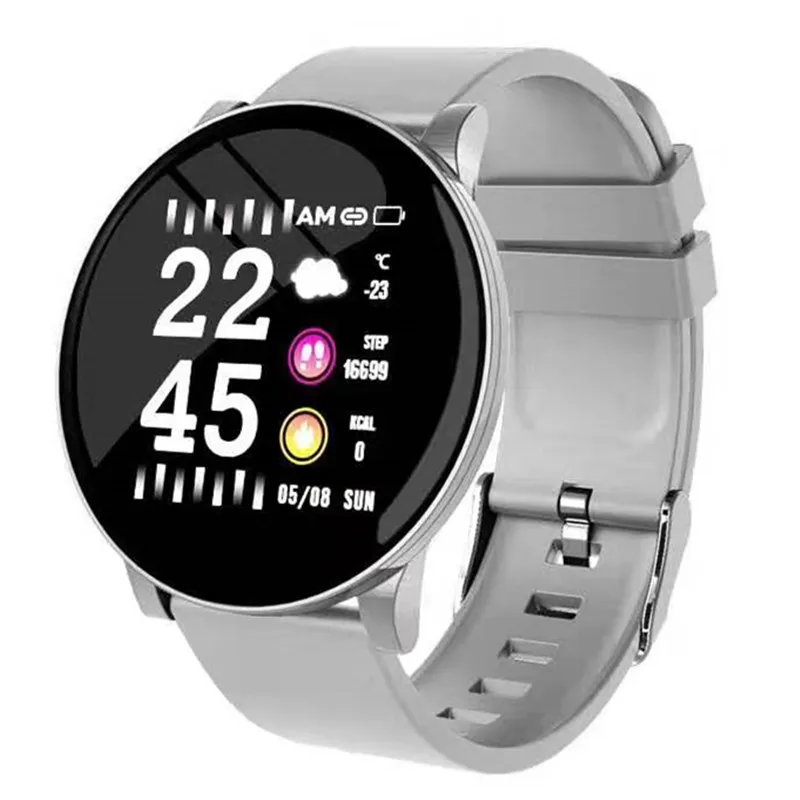 Смарт-часы W8 с экраном сердцебиения, Погодный прогноз, фитнес-умные часы с напоминанием, Водонепроницаемый bluetooth Смарт-браслет pk Q8 Q9 - Цвет: gray