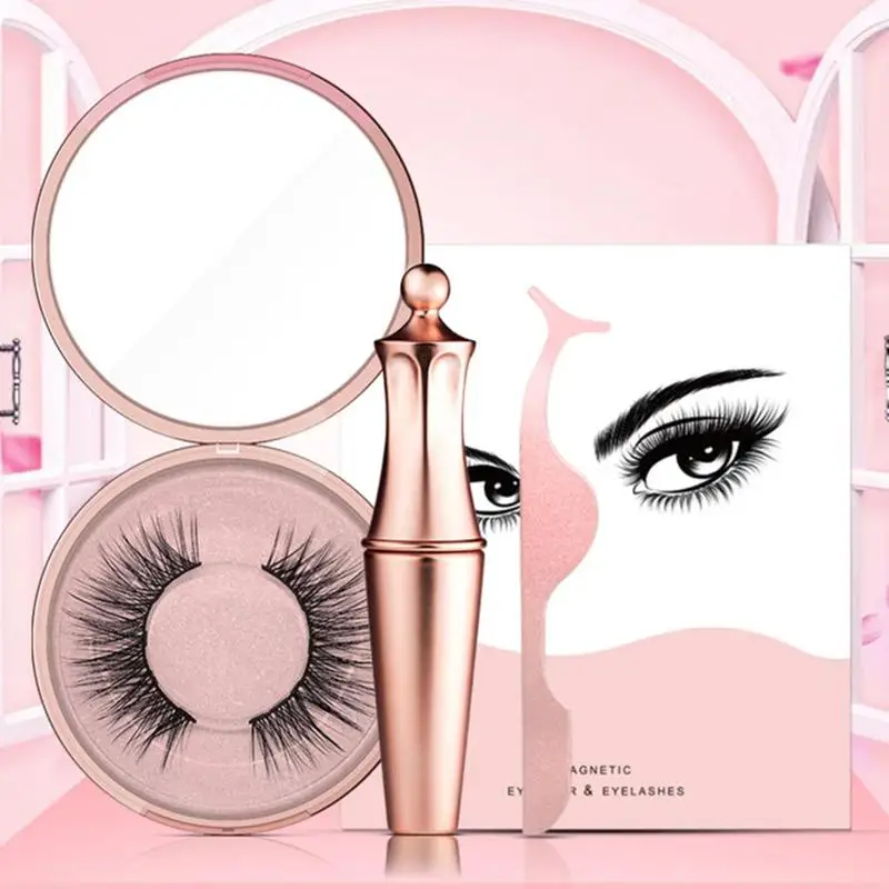 

Magnetic Liquid Eyeliner & Magnetic False Eyelashes & Tweezer Set Waterproof Long Lasting Eyeliner False Eyelashes Makup Sets
