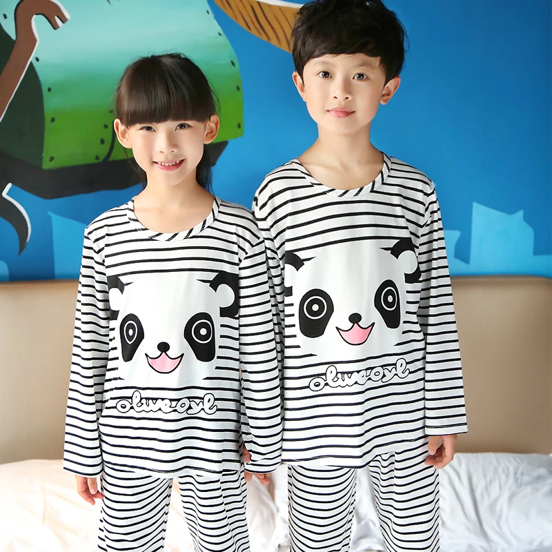 

New 2018 Autumn Children Pajamas for kids Long Sleeve spring sleepwear Lovers Lovely Kids Boys Girl Home cute Clothing sleepwear