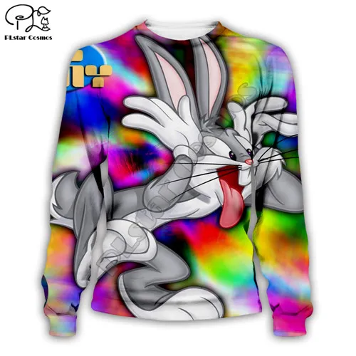 Мужские толстовки с 3d принтом «trippy Bugs Bunny» looney ttes, свитер с разноцветным принтом на молнии, Повседневный пуловер унисекс, Осенний подростковый пиджак - Цвет: sweatshirt