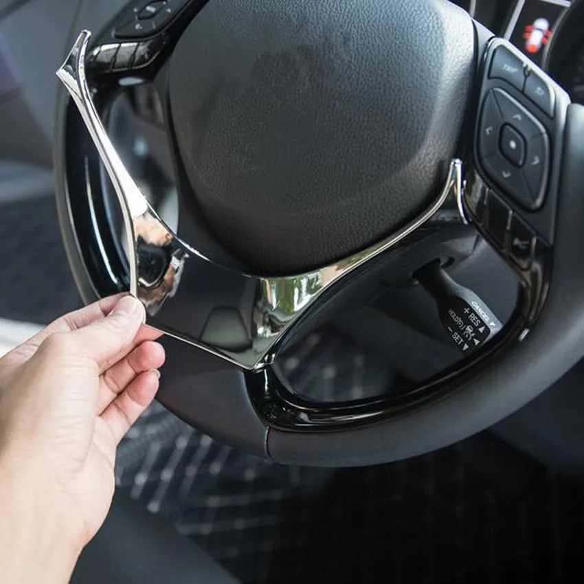 

Car Steering Wheel Decoration Car Stickers Bezel Trim Styling For Toyota CHR C-HR 2016 2017 2018 Chrome ABS Accessories