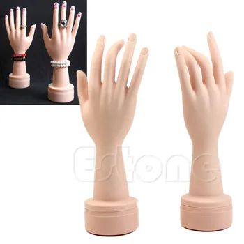 

2Pcs Flexible Soft Fake Hand Model Nail Art Ring Watch Bracelet Display Stand