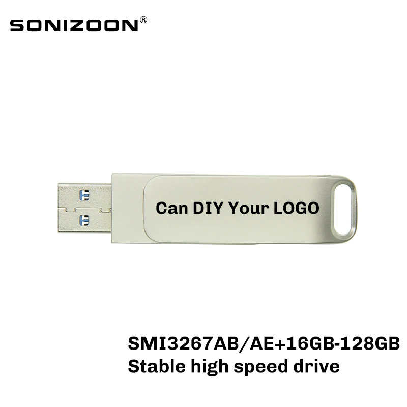 

USB Flash Drive DIY your name pen drive 128GB 64GB 32 GB 16GB Stable highspeed flash stick rotating pendrive SONIZOON XEZUSB3.0