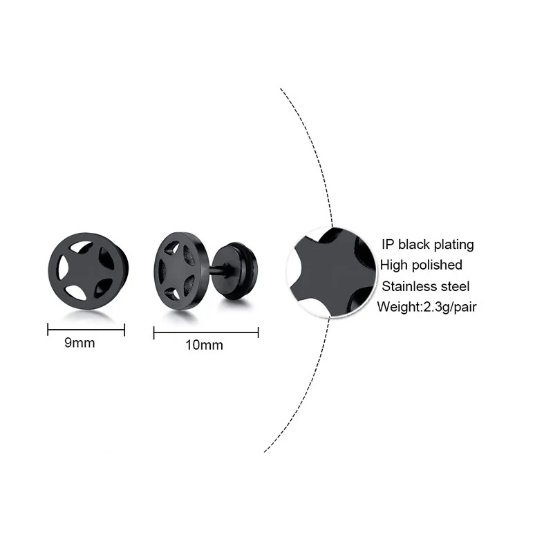 1 шт. Для мужчин Для женщин Стад серьги панк стиль медицинский Титан круглый пятиконечная звезда серьги-гантели с принтом "поп-готический рок серьги