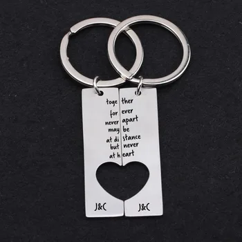 

Name customization tag charm 2pcs half heart split Heart keyring couples boyfriend girlfriend keyring husband wife lover's car
