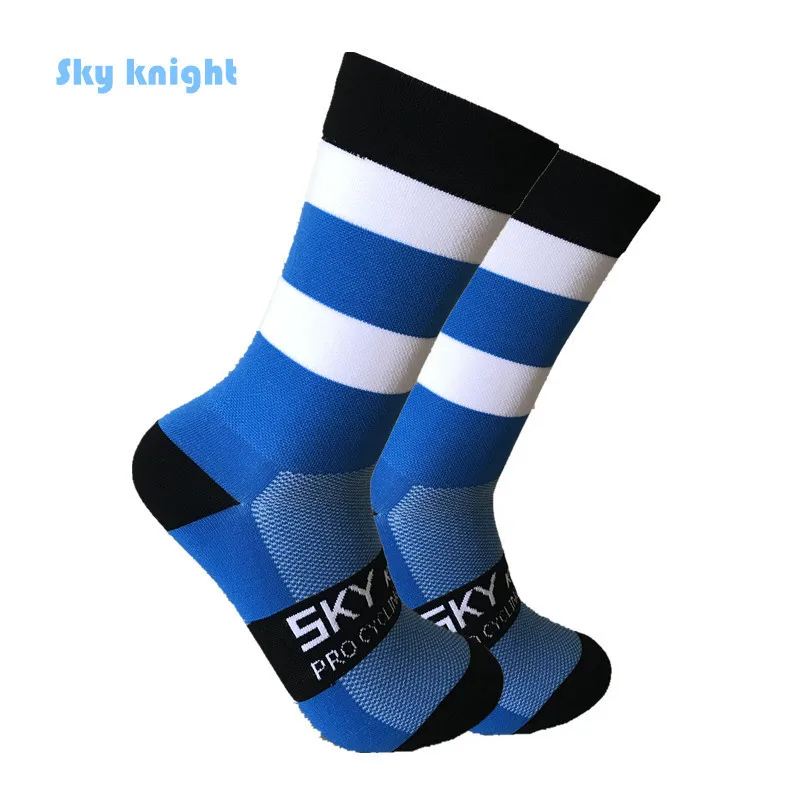 SKY KNIGHT унисекс высококачественные носки профессиональный бренд велосипедные носки дышащие спортивные носки дорожные велосипедные носки - Цвет: Black Blue