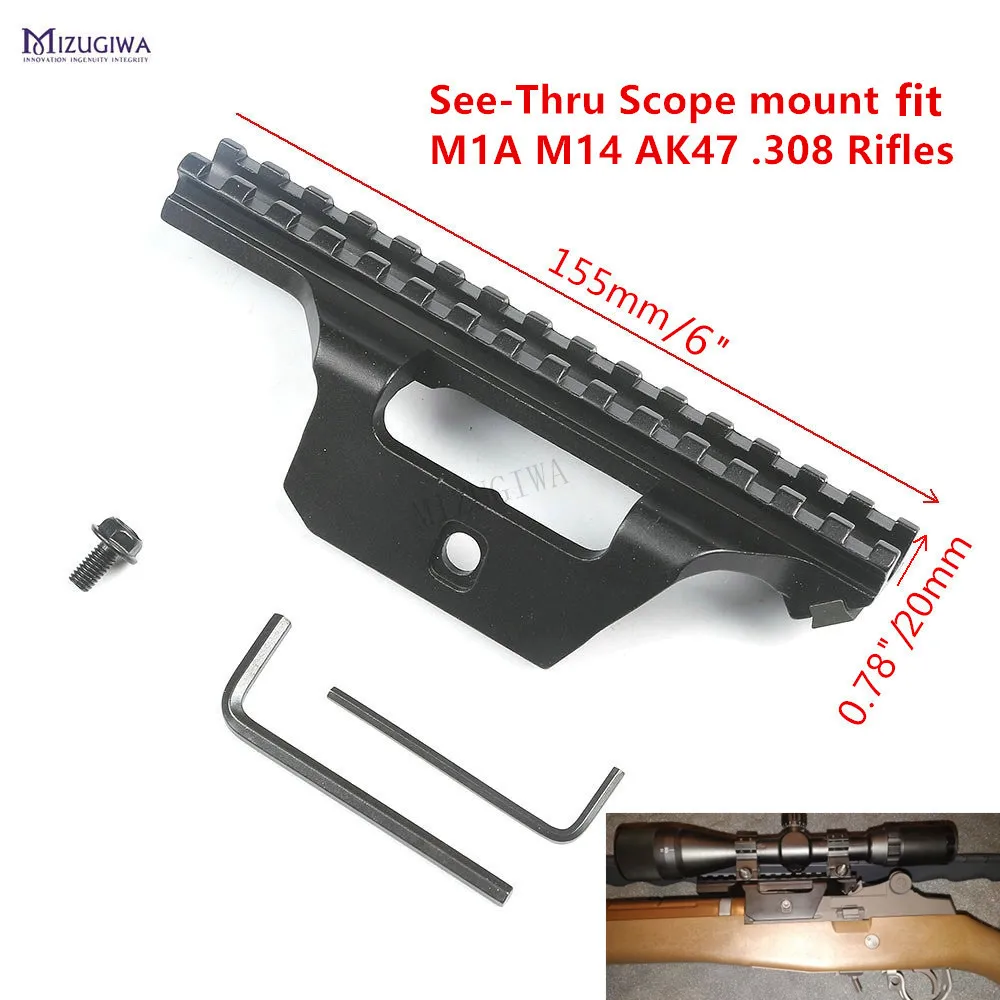 انظر الظهور نطاق جبل M1A M14 AK47. 308 بنادق التكتيكية 15 فتحات حامل دليل الجانب 20 مللي متر Picatinny السكك الحديدية الانظار