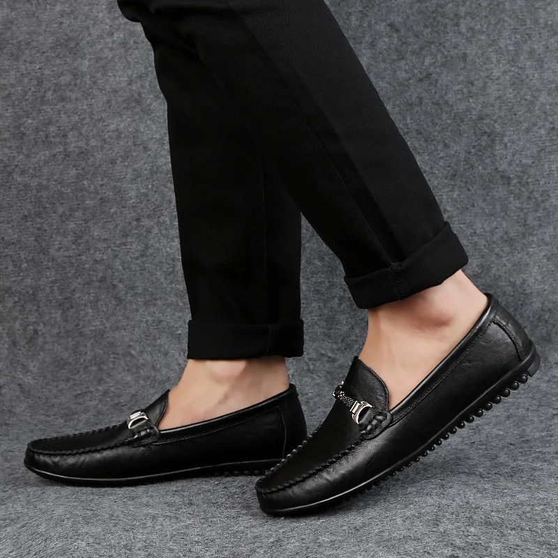Г., новые кожаные лоферы ручной работы мужская обувь, модная меховая теплая обувь на плоской нескользящей подошве, удобная мужская повседневная обувь