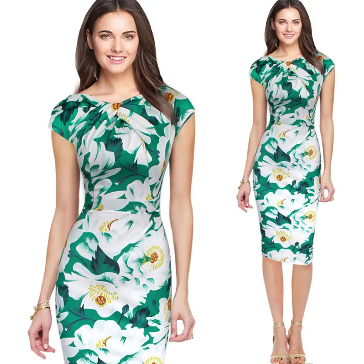 floral fitted midi dress