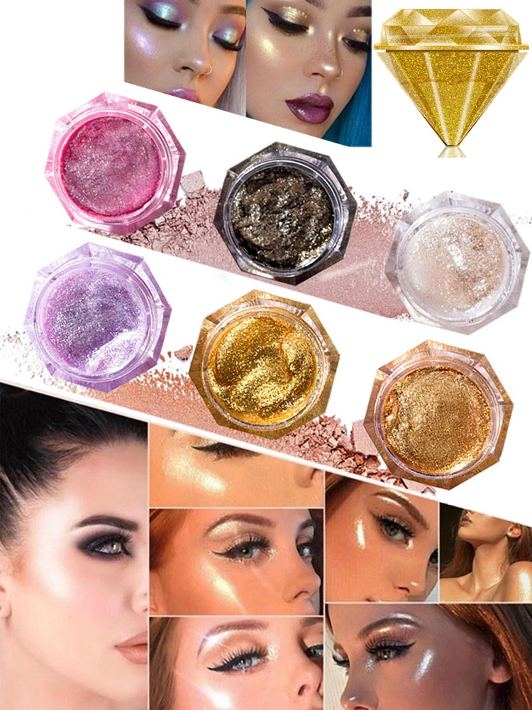 

Diamond Pearlescent Highlighter Cream Body Shimmer Glow Face Eye Bronzing Highlight Illuminator Makeup