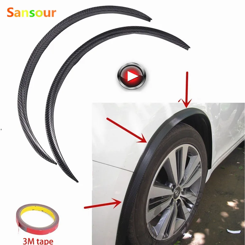 

Sansour Carbon Fiber Style Fender Flare Wheel Lip Body Kit Universal fit most Car Truck Mudguard Mud Guard Auto Accessories 2pcs