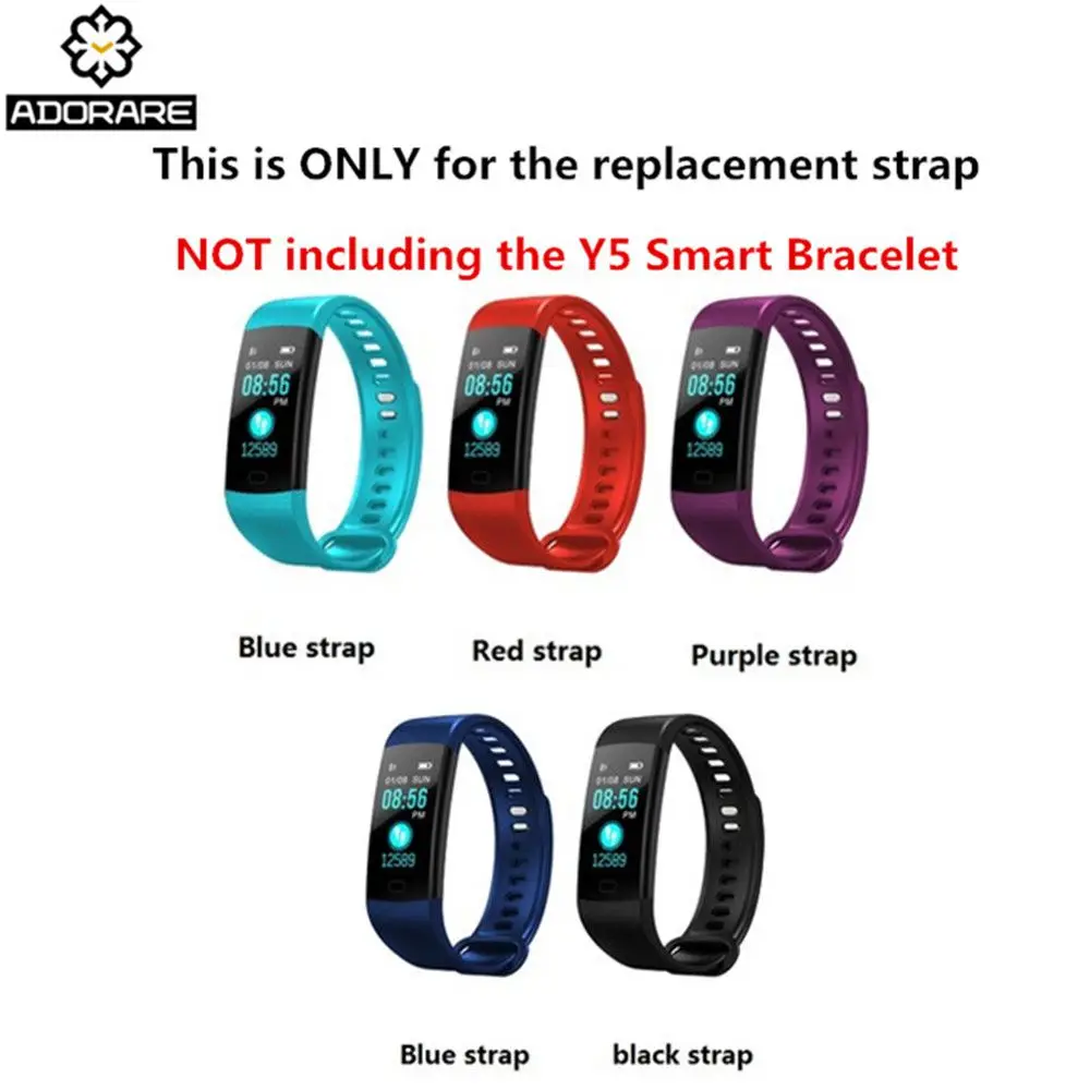

ADORARE Fitness Tracker Smart Wristband Strap Replacement Watchbands Silicone BELT for Y5 Smart Bracelet band 5 Colors Optional