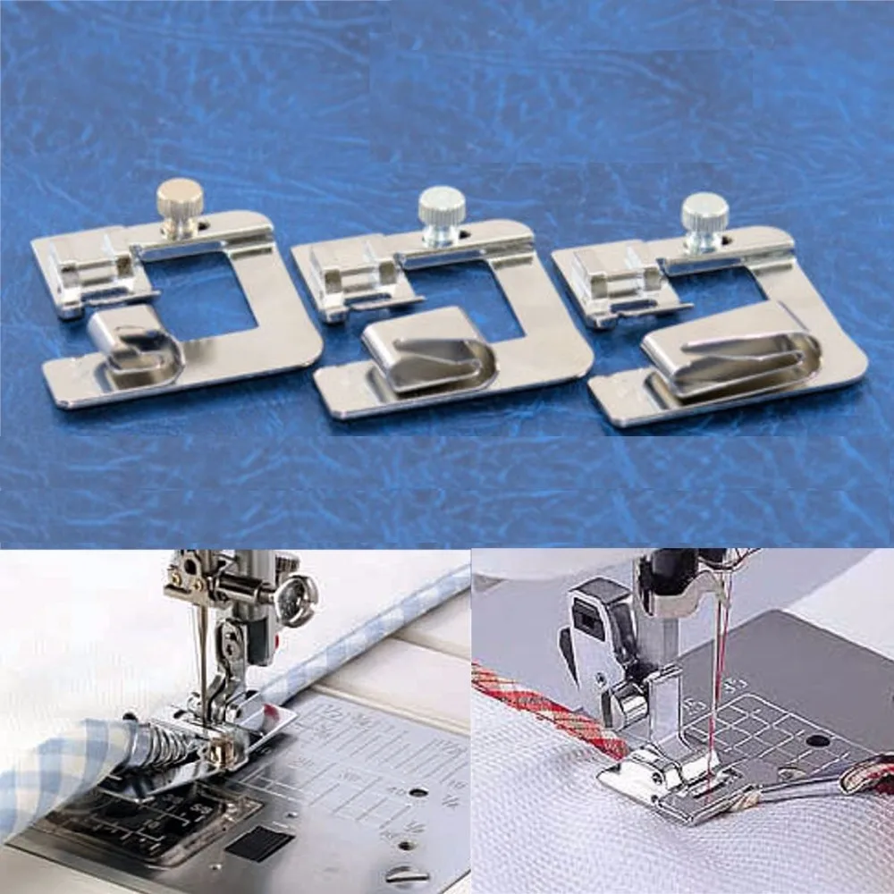 

3Pcs/Set Compatible Snap on 1/2 inch, 3/4 inch, 1 inch Rolled Hem Foot