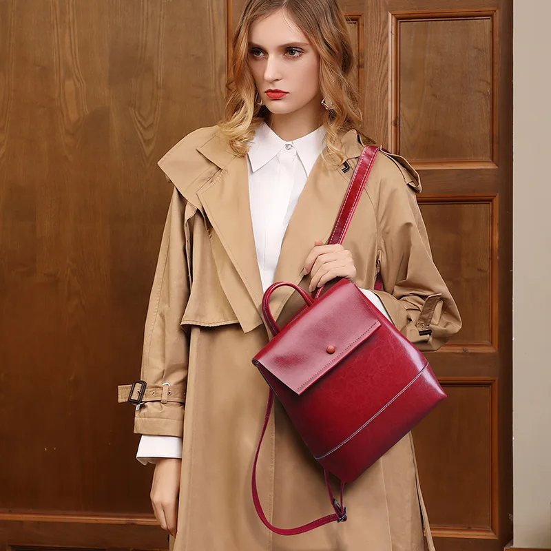 

Hot Sales Genuine Leather Multifunction Female Casual Backpack Brand Designer Women small Cowhide Backpack 2019 New