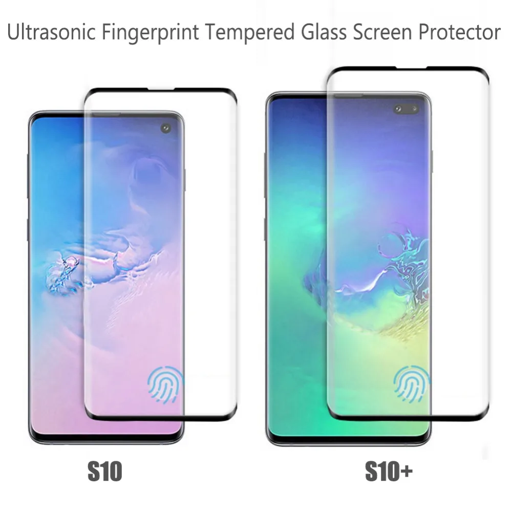 

3D Curved Tempered Glass Screen Protector for Samsung Galaxy S10 Plus S10e Ultrasonic Fingerprint Unlock HD Protective Film