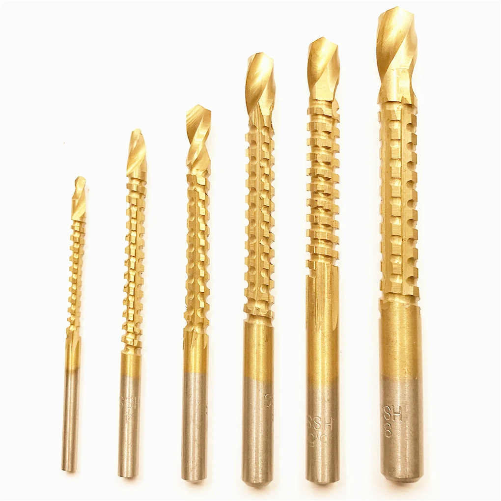 

6pcs/set Titanium-coated Woodworking Saw Drill Carpenter Wood Plastic Metal Hole Grooving Saw Bit Cutting Saw Serrated Bit