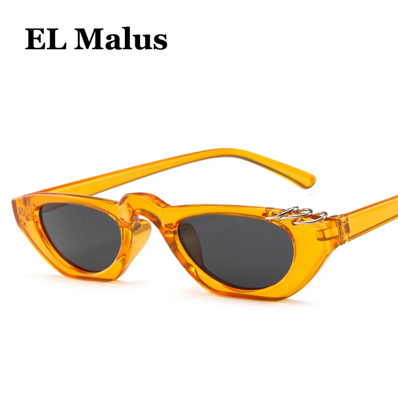 

[EL Malus]Small Frame Cat Eye Sunglasses Women Mens Brand Designer Red Lens Olive Green Shades Sexy Ladies Sun Glasses Oculos