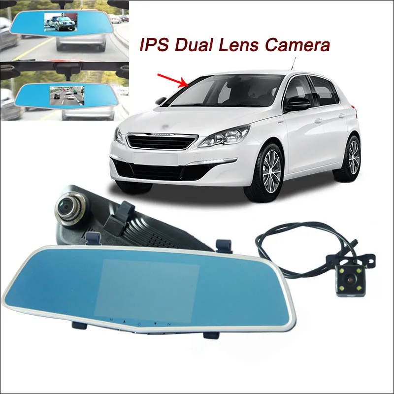 

BigBigRoad Car Rearview Mirror DVR Video Recorder Dual lens Novatek 96655 5 inch IPS Screen dash camera For peugeot 307 308 3008
