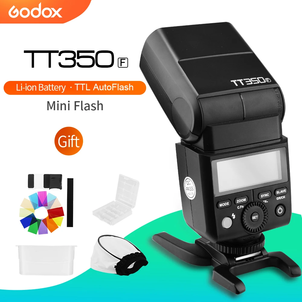 

Godox Mini Speedlite TT350F for Fujifilm Camera Flash TTL HSS GN36 High Speed 1/8000S 2.4G for Fuji X-Pro2/X-T20/X-T1/X-T2