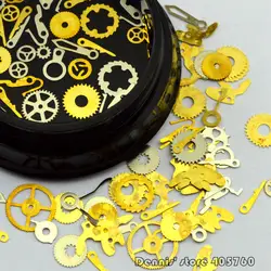 1 баночка Смешанные 12 Форма цвета: золотистый, серебристый промышленности Шестерни колеса Гаечные ключи Форма сплав Дизайн ногтей