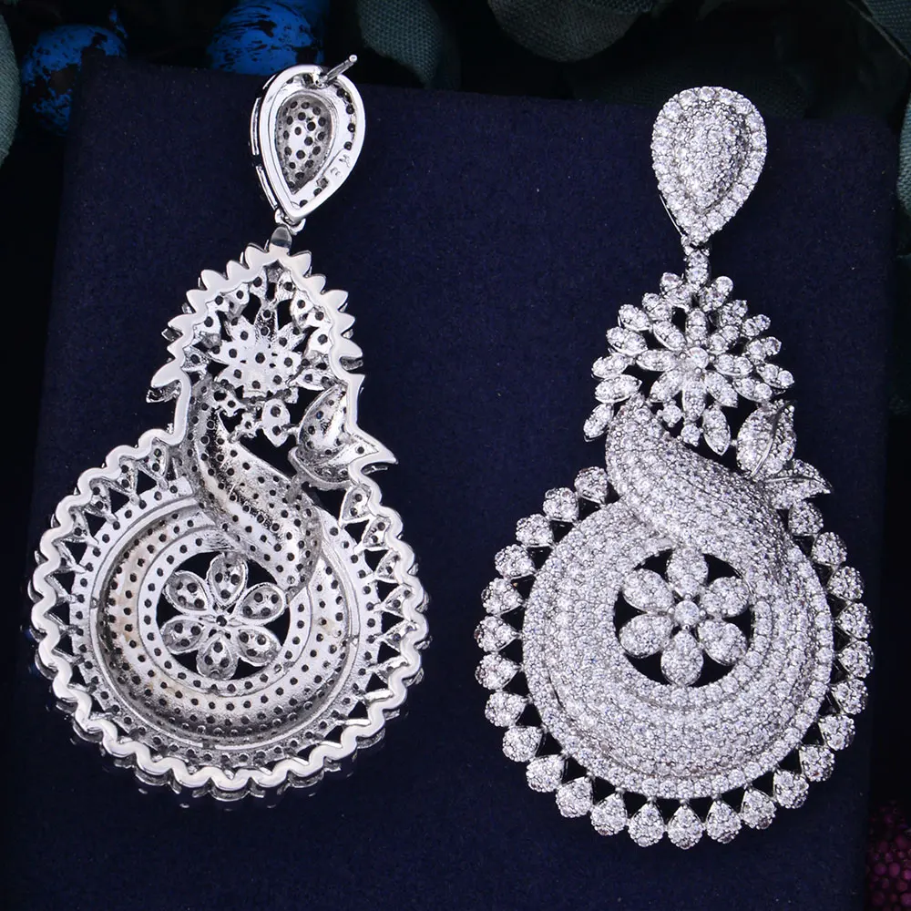 Женские серьги GODKI роскошные 66 мм с цветком и фианитом|earrings fashion|women fashion earringsweddings