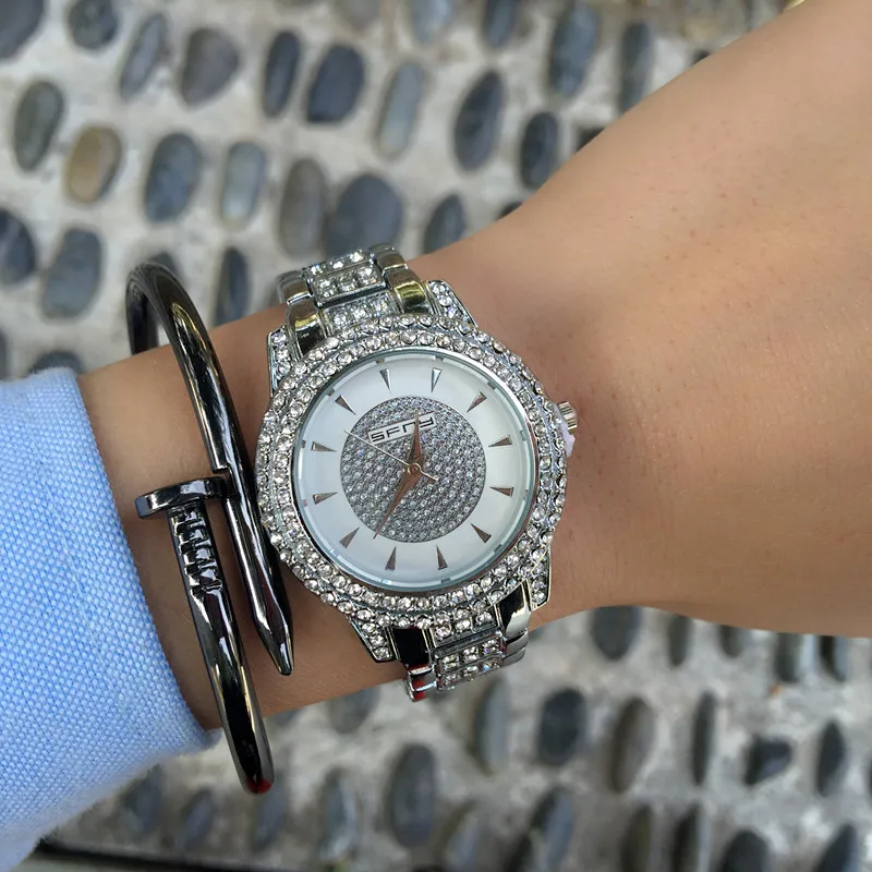 Новые роскошные золотые часы-браслет известного бренда, кварцевые женские часы Movt 2 Круги граненый хрусталь женские наручные часы 3 цвета