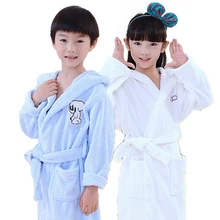 Зимний детский банный халат с капюшоном; хлопковый Халат для мальчиков и девочек; милый халат; Детская домашняя одежда; одежда для сна с поясом