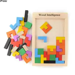 IPiggy красочные деревянные Танграм головоломки игрушки тетрис игра дошкольного магирования интеллектуальная развивающая детская игрушка