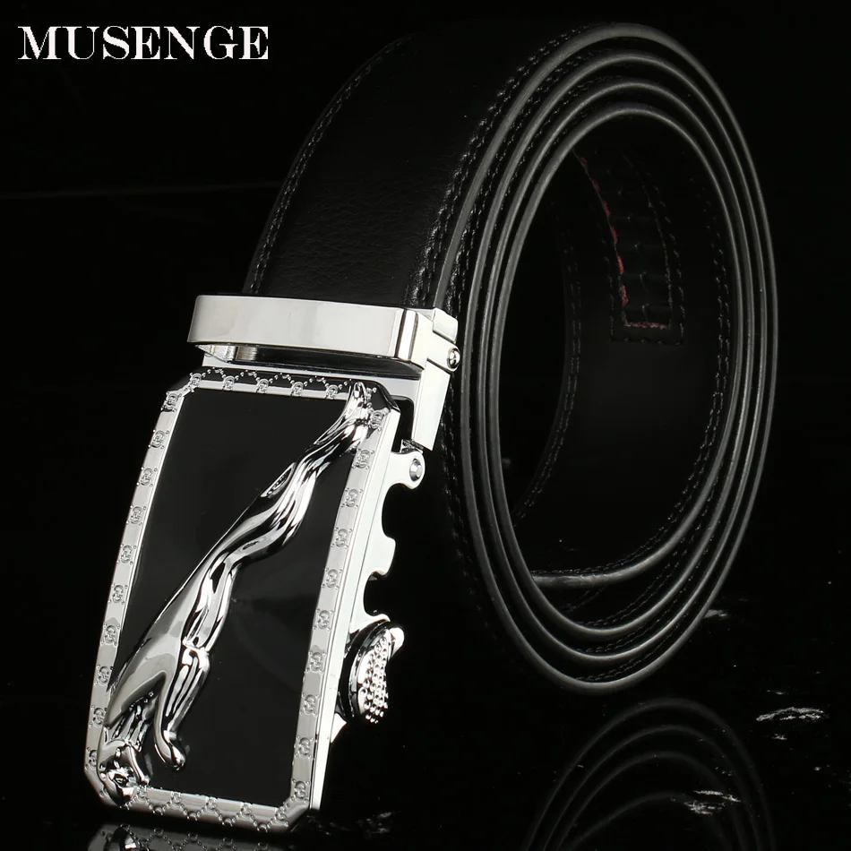 

MUSENGE Designer Jaguar luxury genuine Leather men Belts For Men Ceinture Homme men's male Belt Automatic buckle Cinturon Hombre